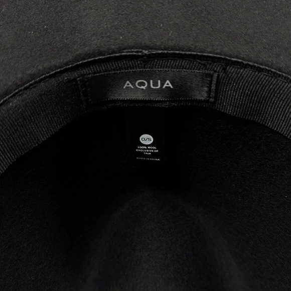 Aqua Women's Black Wool Fedora Hat with Black Ribbon Band O/S (MSRP $88) - Picture 6 of 7